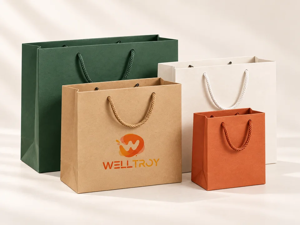 Welltroy Kraft Paper Bags custom branding illustration