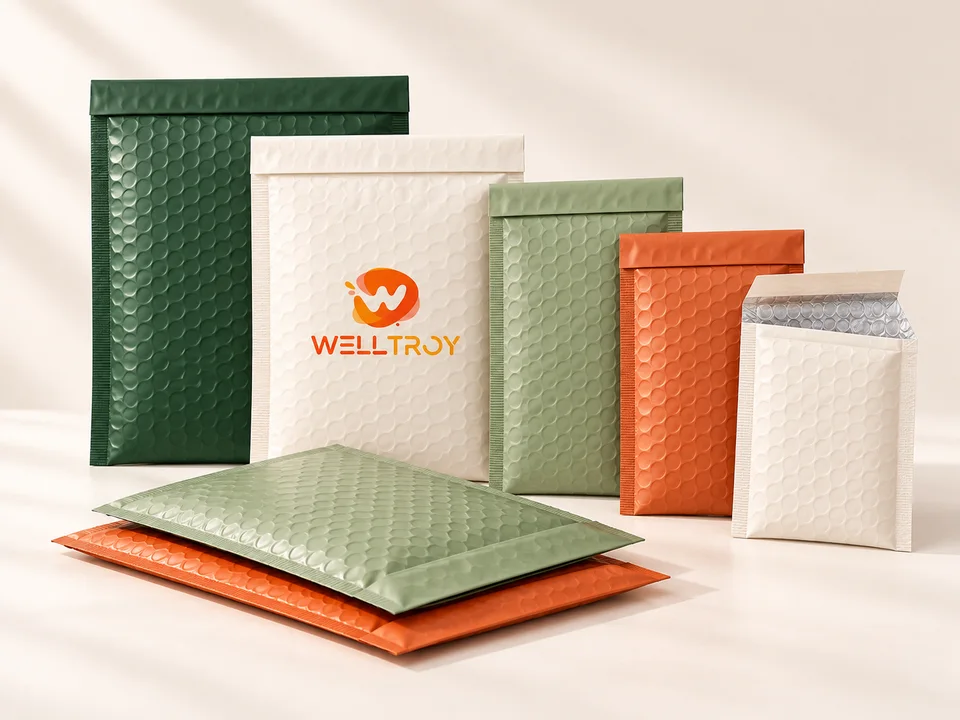 Welltroy Poly Bubble Mailers custom branding illustration